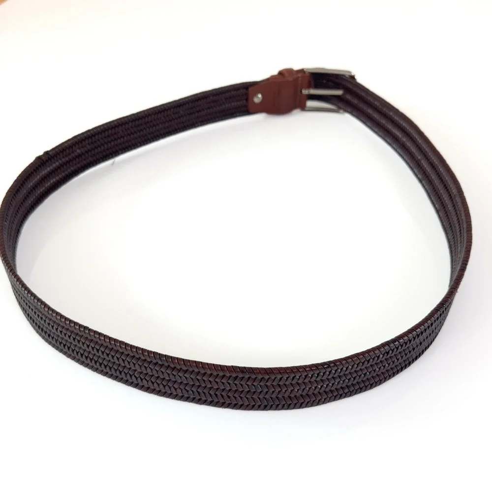 Pierotucci Firenze Woven Belt Dark‎ Brown Leather 115